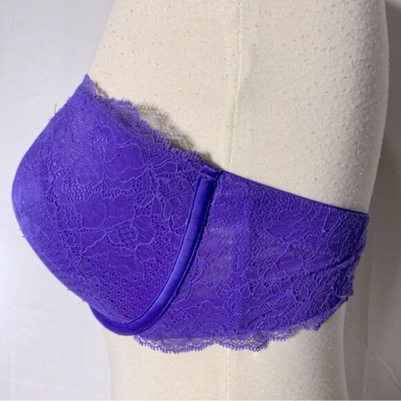 5/$25 La Senza Purple Lace Strapless Bra 34DD - Picture 6 of 12